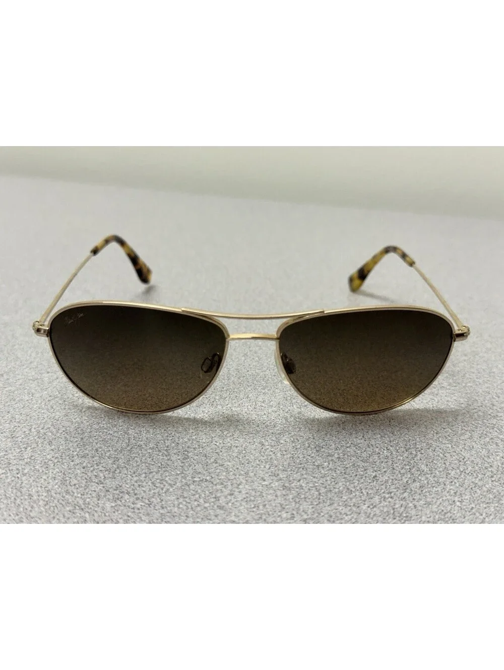Maui Jim Baby Beach MP-SG Aviator Sunglasses Gold Titanium, Polarized Lens *READ